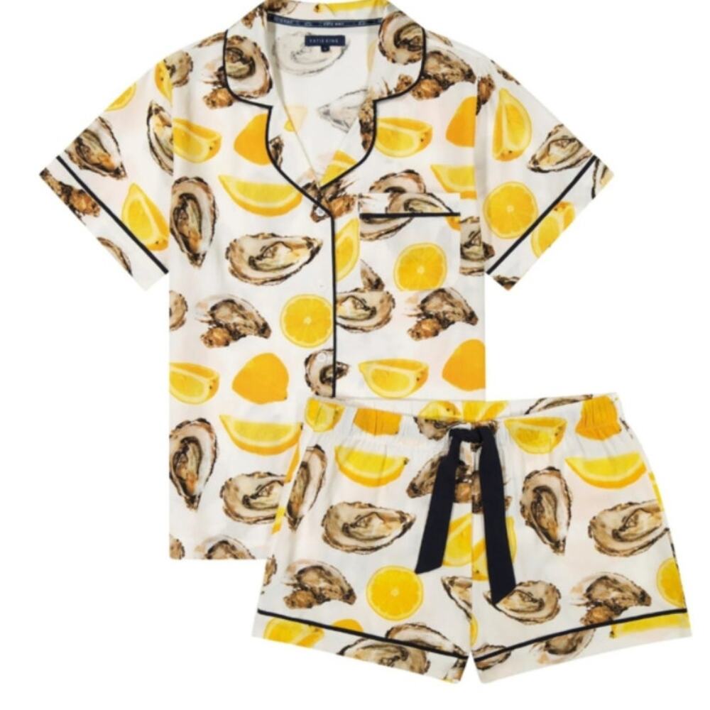 Katie Kime Pajama Set The World is Your Oyster Lemon Shorts Top Size XXL 2xl